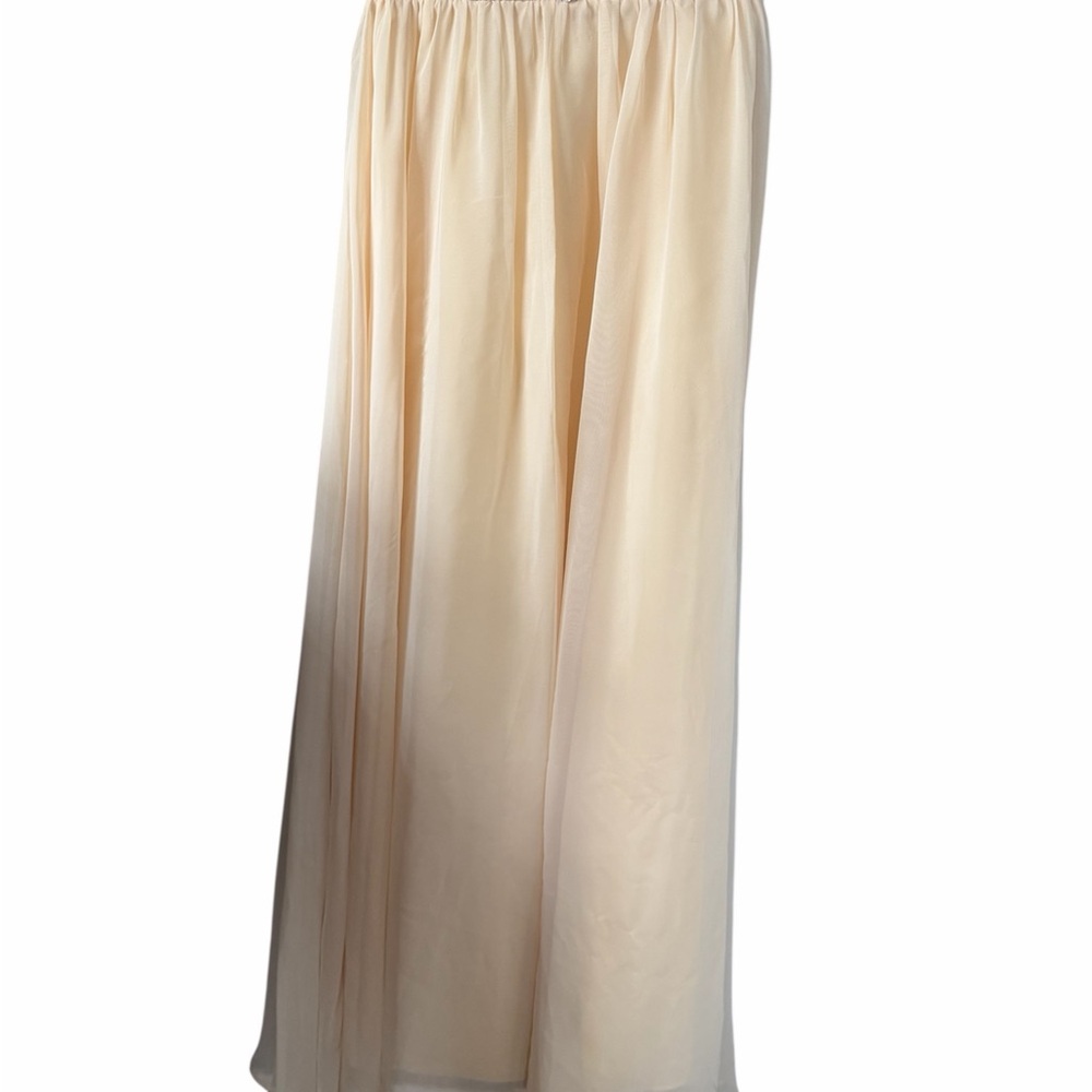 Azazie Junior Girl Champagne Beaded Chiffon Maxi Dress Formal Gown Sleeveless - Picture 4 of 9